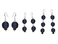 Load image into Gallery viewer, Pom Boho Chic Earrings (Navy Blue) - Sasha L JEWELS LLC