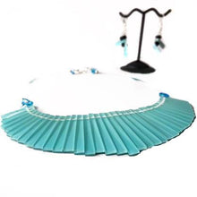 Load image into Gallery viewer, Iridescent Blue Fan Choker Set - Sasha L JEWELS LLC