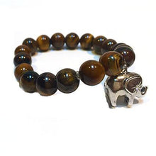 Load image into Gallery viewer, Tiger's Eye Elephant Charm Bangle - Sasha L JEWELS LLC