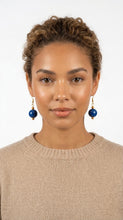 Load image into Gallery viewer, Glass Ornament Earrings Blue
