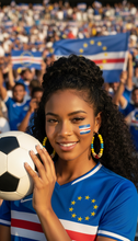 Load image into Gallery viewer, Cape Verde Hoop Earrings – FIFA 2026 - Sasha L JEWELS LLC