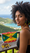 Load image into Gallery viewer, Grenada Hoop Earrings – Heritage Pride Collection – Caribbean Carnival – Cultural Pride Jewelry