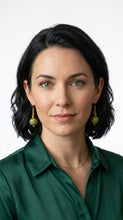 Load image into Gallery viewer, Woman wearing a green shirt with Sasha L Jewels Light Green Earrings