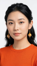 Load image into Gallery viewer, Glass Ornament Earrings Yellow
