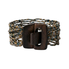 Load image into Gallery viewer, Sasha L Jewels Multistrand beaded bracelet with a wooden buckle 