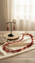 Load image into Gallery viewer, Sasha L Jewels Red beaded necklace on a white surface with earrings