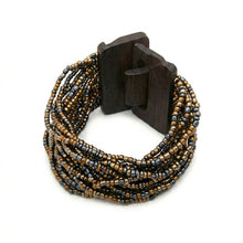 Load image into Gallery viewer, Sasha L Jewels Multistrand beaded bracelet with a wooden clasp