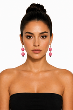 Load image into Gallery viewer, Pom Boho Chic Earrings Pink Double Thread Ball