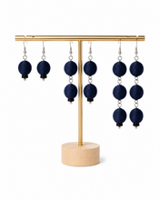 Load image into Gallery viewer, Pom Boho Chic Earrings (Navy Blue)