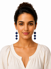 Load image into Gallery viewer, Pom Boho Chic Earrings (Navy Blue)