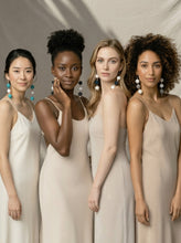 Load image into Gallery viewer, Four women wearing white dresses and Sasha L Jewels Designer Earrings