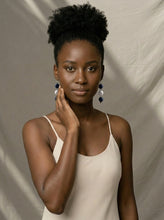 Load image into Gallery viewer, Woman wearing a beige top wearing Sasha L Jewels Cotton Thread Summer Earrings