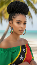 Load image into Gallery viewer, St. Kitts and Nevis Hoop Earrings – Heritage Pride Collection – Caribbean Carnival – Cultural Pride Jewelry