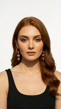 Load image into Gallery viewer, Woman wearing black sleeveless top with Sasha L Jewels Boho Chic Beach Style earrings