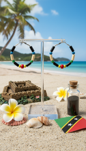 Load image into Gallery viewer, St. Kitts and Nevis Hoop Earrings – Heritage Pride Collection – Caribbean Carnival – Cultural Pride Jewelry
