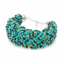 Load image into Gallery viewer, Turquoise Threaded Cuff