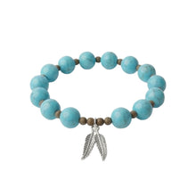Load image into Gallery viewer, Turquoise Jasper Charm Bangle Feather Charm