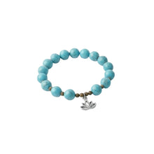 Load image into Gallery viewer, Turquoise Jasper Charm Bangle Lotus Charm