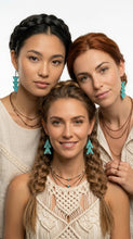 Load image into Gallery viewer, Three women with braided hairstyles and Sasha L Jewels turquoise warrior earrings