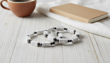 Load image into Gallery viewer, Snowflake Obsidian Stone Bangle