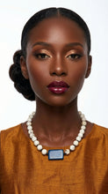 Load image into Gallery viewer, Black woman wearing Sasha L Jewels White Stone Necklace from the Boho Chic Collection