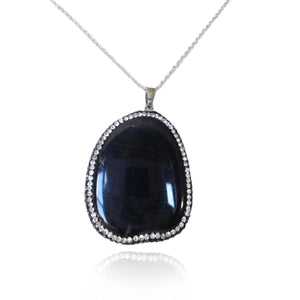 Crystal Border Stone Necklace - Sasha L JEWELS LLC