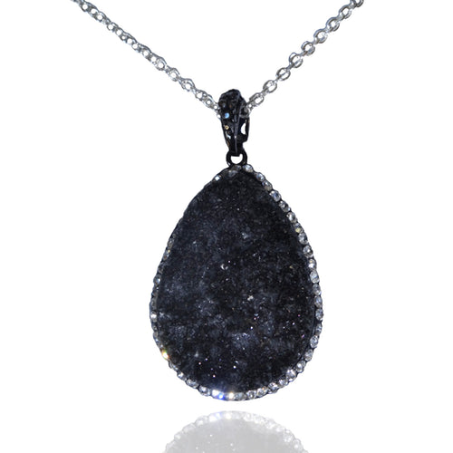 Black Quartz Crystallized Necklace - Sasha L JEWELS LLC