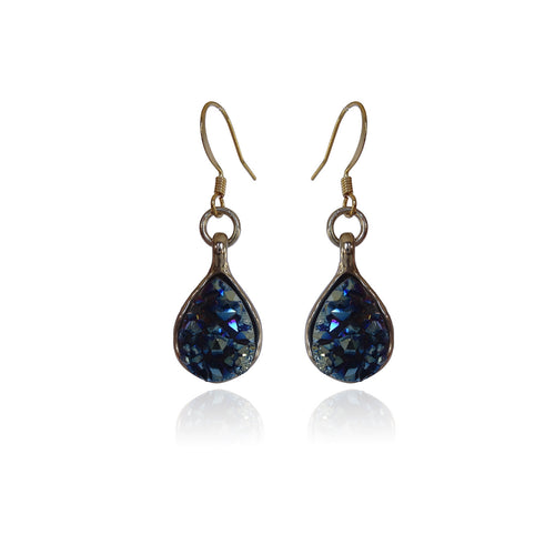 Crystal Drop Rock Earrings - Blue Purple - Sasha L JEWELS LLC