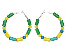 Load image into Gallery viewer, Brazil Hoop Earrings – Heritage Pride Collection – South American Carnival – FIFA World Cup Jewelry