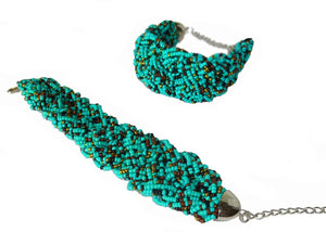 Turquoise Threaded Cuff - Sasha L JEWELS LLC