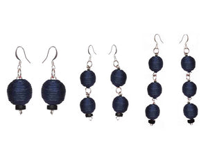 Pom Boho Chic Earrings (Navy Blue) - Sasha L JEWELS LLC