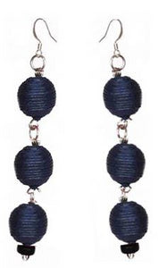 Pom Boho Chic Earrings (Navy Blue) - Sasha L JEWELS LLC