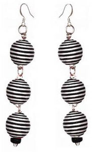 Pom Boho Chic Earrings (Stripes) - Sasha L JEWELS LLC