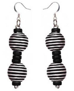 Pom Boho Chic Earrings (Zebra Stripe) - Sasha L JEWELS LLC