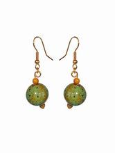 Load image into Gallery viewer, Glass Ornament Earrings Green