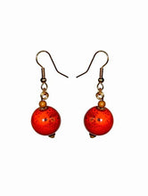 Load image into Gallery viewer, Glass Ornament Earrings Orange