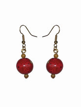 Load image into Gallery viewer, Glass Ornament Earrings Red