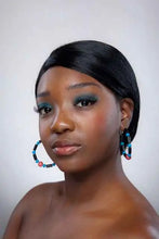 Load image into Gallery viewer, Haiti Carnival Hoop Earrings – Heritage Pride Collection – Caribbean Culture – FIFA World Cup Jewelry