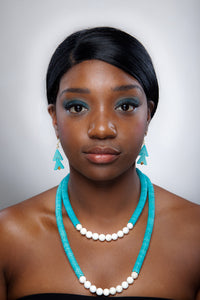 Turquoise Warrior Earrings - Double - Sasha L JEWELS LLC