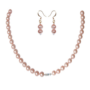 Soft Pink Crystal Pearl Set - Sasha L JEWELS LLC