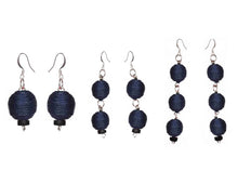Load image into Gallery viewer, Pom Boho Chic Earrings (Navy Blue)