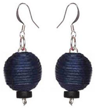 Load image into Gallery viewer, Pom Boho Chic Earrings (Navy Blue) Single Thread Ball