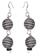 Load image into Gallery viewer, Sasha L Jewels Pom Boho Chic Earrings (Stripes) Double Thread Ball
