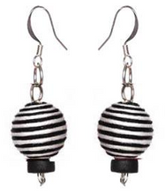Load image into Gallery viewer, Pom Boho Chic Earrings (Stripes) Single Thread Ball