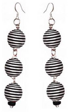 Load image into Gallery viewer, Sasha L Jewels Pom Boho Chic Earrings (Stripes) Triple Thread Ball