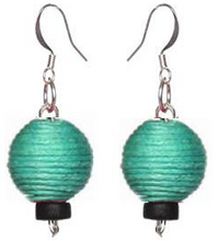 Load image into Gallery viewer, Sasha L Jewels Pom Boho Chic Earrings (Teal Green) Single Thread Ball