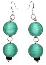 Load image into Gallery viewer, Pom Boho Chic Earrings (Teal Green) Double Thread Ball