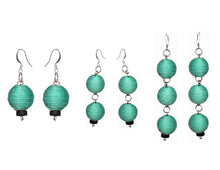 Load image into Gallery viewer, Pom Boho Chic Earrings (Teal Green)