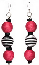 Load image into Gallery viewer, Sasha L Jewels Pom Boho Chic Earrings (Stripe Variations) Single Thread Ball