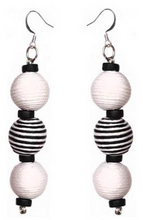 Load image into Gallery viewer, Sasha L Jewels Pom Boho Chic Earrings (Stripe Variations) Double Thread Ball